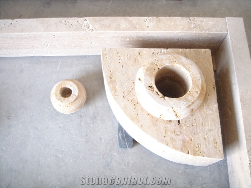 China Travertine Tombstone Monument, Beige Travertine