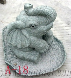 Elephant Sculpture, Grey Granite Sculpture
