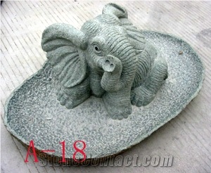 Elephant Sculpture, Grey Granite Sculpture