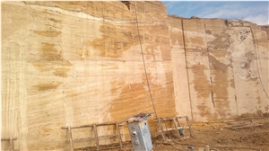 Lemon Travertine Blocks, Azarshar Yellow Travertine Block