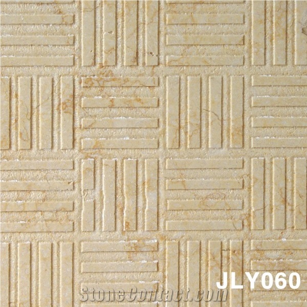 3D Abstract Marble Carving Wall Panel, Beige Marble Home Decor