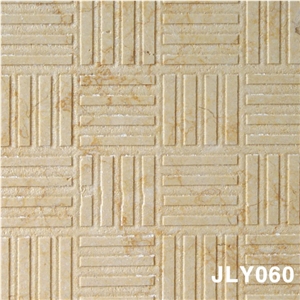 3D Abstract Marble Carving Wall Panel, Beige Marble Home Decor