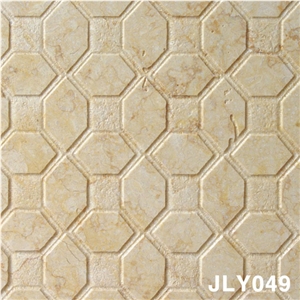 Cheap TV Background 3D Stone Feature Wall Panel, Beige Marble Home Decor