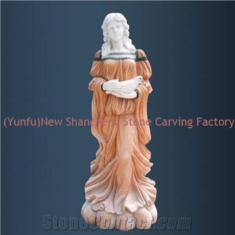 Multi-color Natural Marble Lady Sculpture