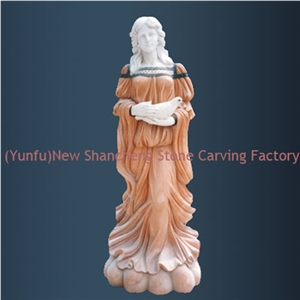 Multi-color Natural Marble Lady Sculpture