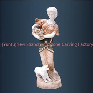 Multi-color Natural Marble Lady Sculpture