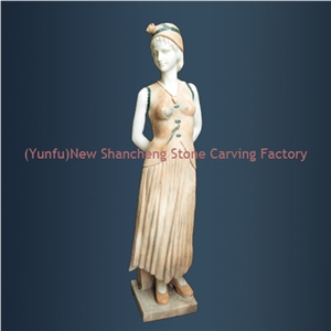 Multi-color Natural Marble Lady Sculpture
