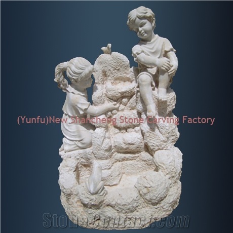 Outdoor/Indoor Water Spray Sculpture Stone Fountai, China White Marble Fountain
