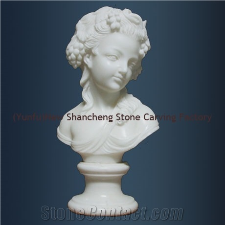 Stone/Marble Bust Carving, White Marble Sculpture, Statue