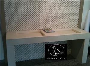Piedra Paloma Limestone Vanity Top, Sink, White Limestone Bath Top Spain