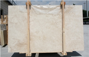 Light Travertine Slabs, Classic Denizli Travertine Slabs, Filled and Honed