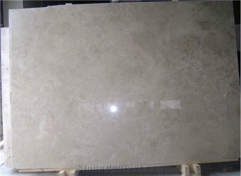 Light Travertine Slabs, Classic Denizli Travertine Slabs, Filled and Honed