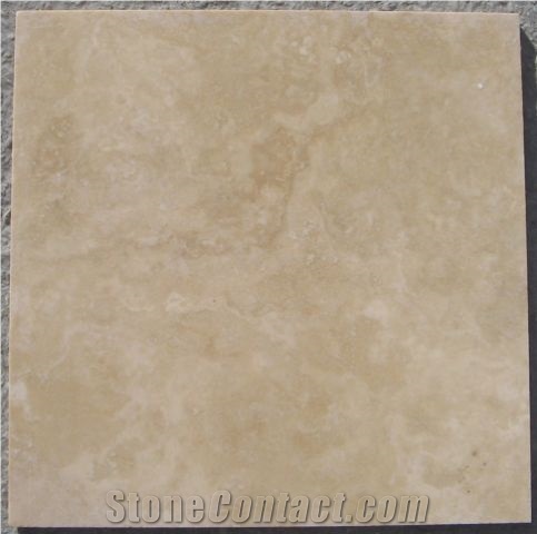 Light Travertine Slabs, Classic Denizli Travertine Slabs, Filled and Honed
