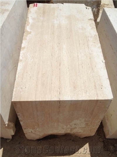 Denizli Travertine Light Blocks, Beige Travertine Blocks