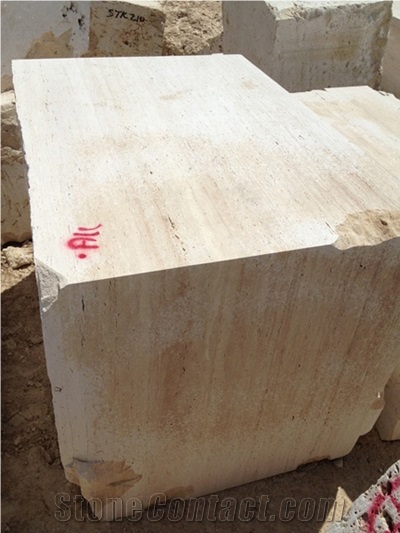 Denizli Travertine Light Blocks, Beige Travertine Blocks