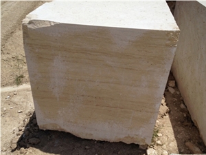 Denizli Travertine Light Blocks, Beige Travertine Blocks
