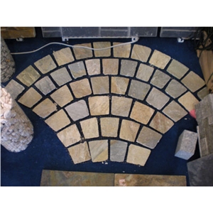 Slate StoneFan Shape Pavement, Beige Slate Pavement