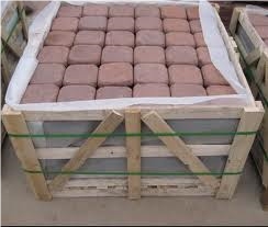 Granite Cobble Stone (granite Cube), Nehbandan Roza Red Granite