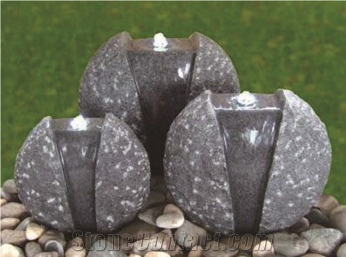 Ball Stone Water Fountain, Grey Granite Fountain