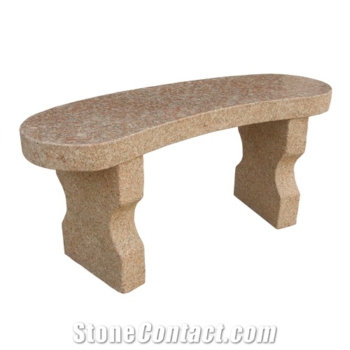 Garden Stone Bench, Pink Granite Bench