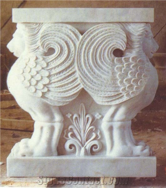 Carved Marble Table Base, White Marble Tables
