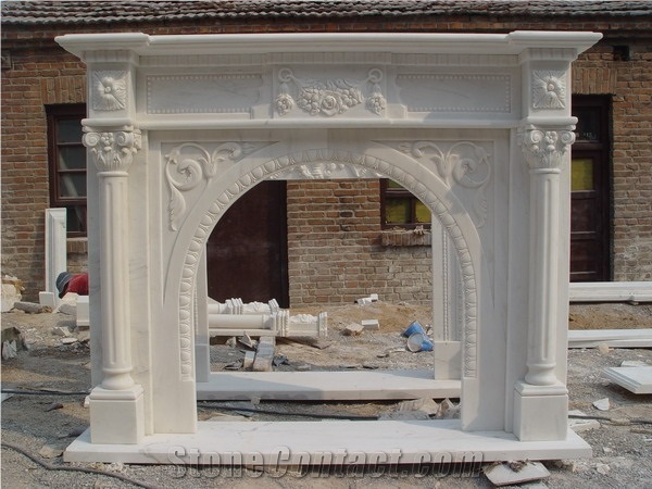 White Marble Fireplace Mantel