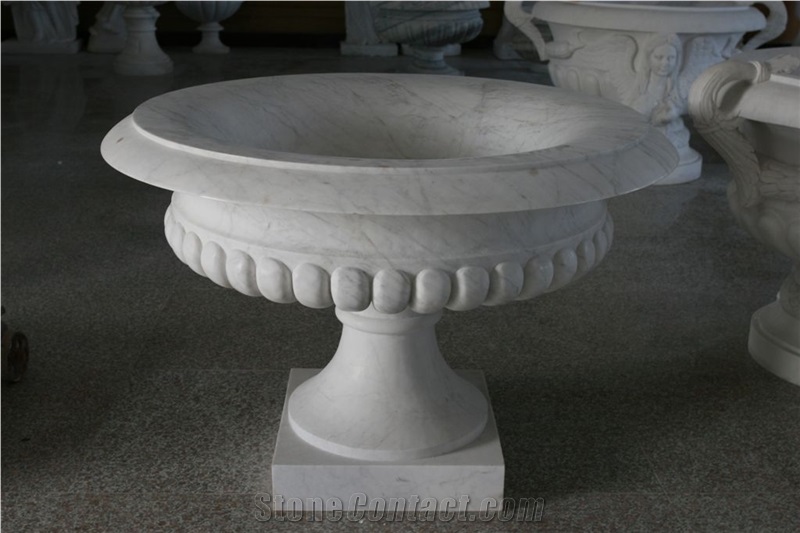 Garden Vases Flower Pot, White Marble Pot