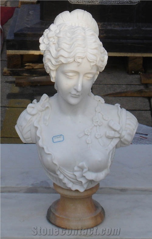 Head Sculpture, White Marble Sculpture
