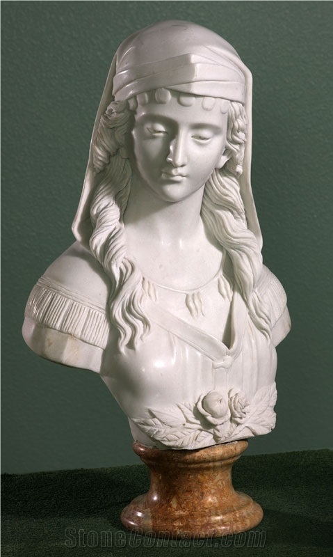 Head Sculpture, White Marble Sculpture
