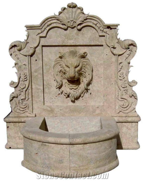 White Limestone Wall Fountain