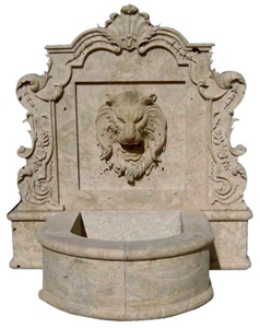 White Limestone Wall Fountain