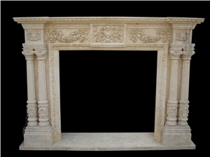 Mantel Fireplace, Yellow Limestone Fireplace