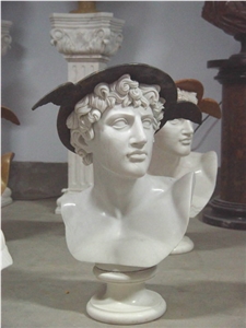 Marble Carved Head Statue, White Marble Head Statue