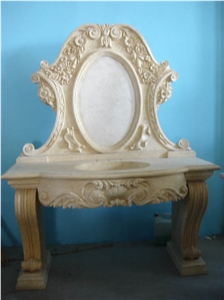 Pedestal Wash Basin, Egypt Creme Beige Limestone Wash Basin