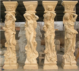 Sculpture Figure Sculpture Statue, Hy Yellow Limestone Sculpture
