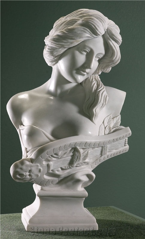 White Marble Head Status Sculpture Busts Interior Design