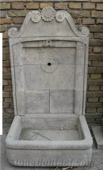 Beige Limestone Wall Mounted Fountain