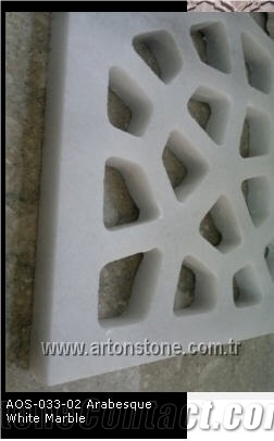 Arabesque White Marble Carving, Mugla White Marble Relief, Etching