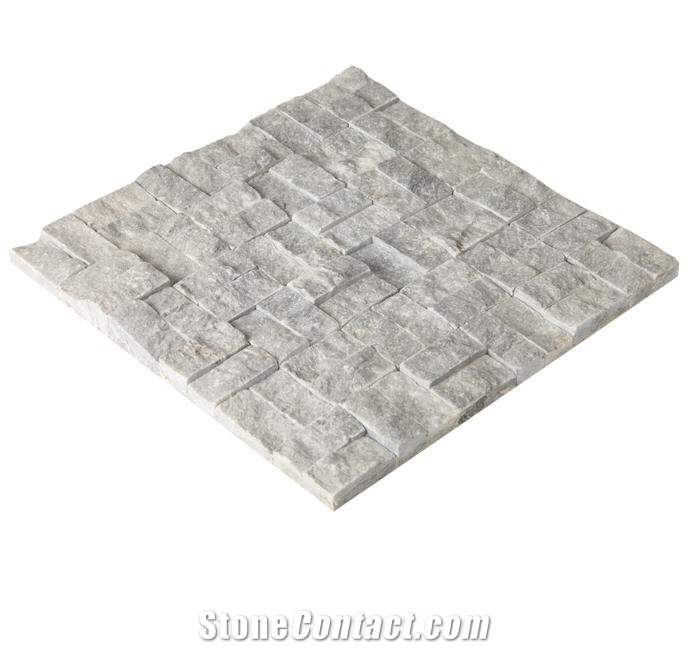 Silver Travertine Mosaic, Silver Afyon Grey Travertine