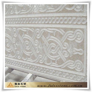 Antique Cream Marble Carving, Cream Carving Beige Marble Relief, Etching
