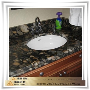 Black Mosaic Vanity Top, Marinace Gold Black Granite Bath Accessories