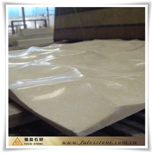 Wave Marble Carving, Wave Carving Beige Marble Relief, Etching