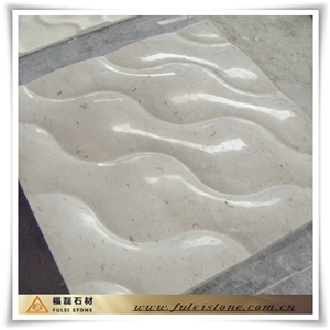 Wave Marble Carving, Wave Carving Beige Marble Relief, Etching