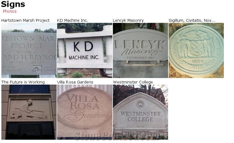 Signs with Salem Buff Limestone, White Limestone