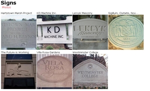 Signs with Salem Buff Limestone, White Limestone