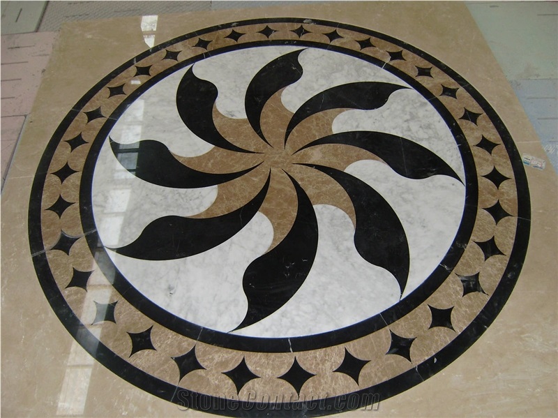 Multicolor Marble Waterjet Medallion