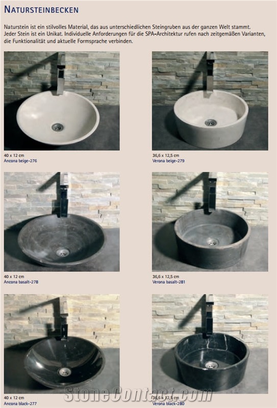 Natural Stone Basins, Black Basalt Basins