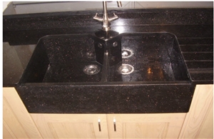 Double Farmhouse Sink, Galxy Black Granite