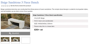 Wattscliffe Beige Sandstone 3 Piece Bench