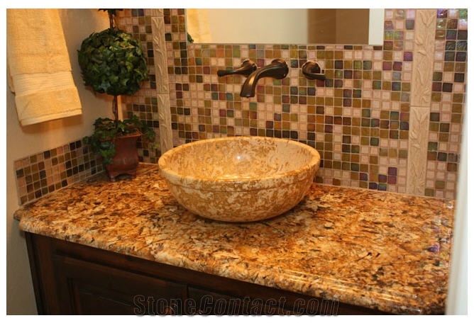 Juparana Boreal Vanity Top, Yellow Granite